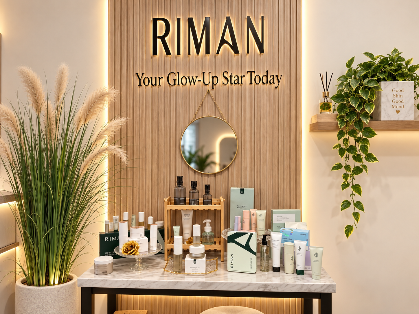 Curated organic skincare, hair and scalp care product showcase