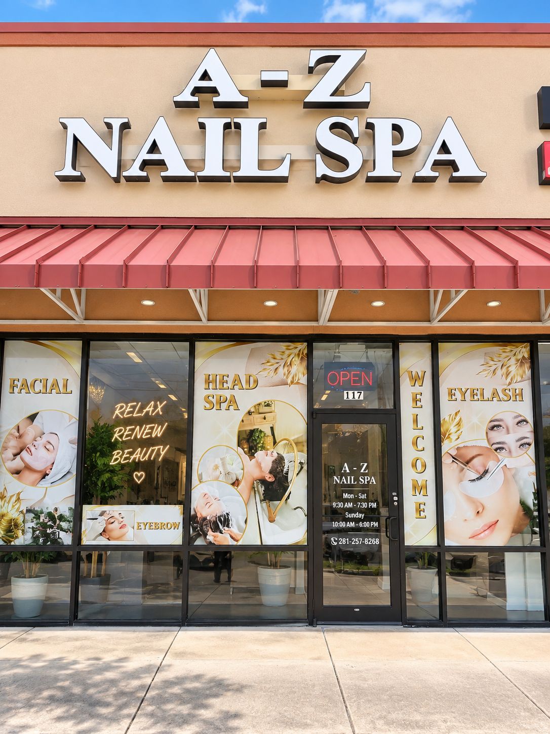 AZ Nail Spa storefront on Fry Rd in Katy, Texas